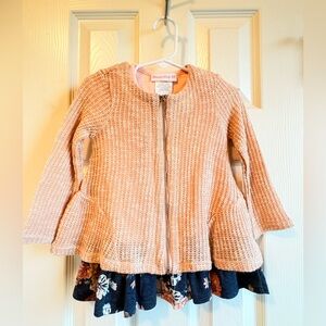 Bonnie Baby Pink Knit Jacket with Navy Floral Dress